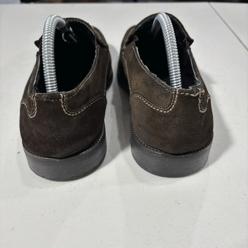 Natha Studio Mens Brown Leather Dress Casual Slip On Loafers 8.5M Suede Preppy